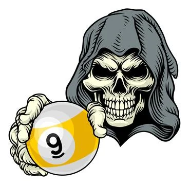 Grim Reaper Death Skeleton Pool Ball Team Mascot イラスト素材