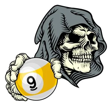 Grim Reaper Death Skeleton Pool Ball Team Mascot イラスト素材
