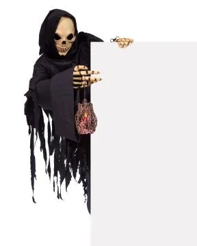 Grim reaper with an empty billboard Stock Photos