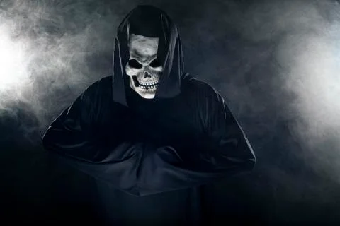 Grim Reaper Ghost Coming out of the Foggy Mist 스톡 사진
