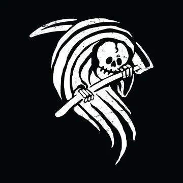 Grim Reaper Ghost Horror Graphic Illustration Vector Art T-shirt Design Stock Illustration