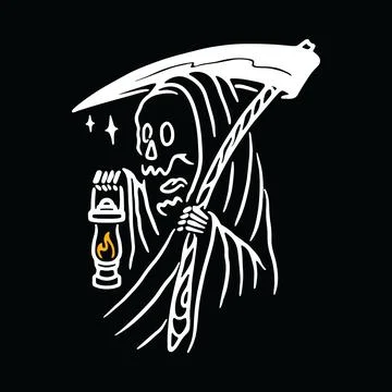Grim Reaper Graphic Illustration Vector Art T-shirt Design Stock Illustration