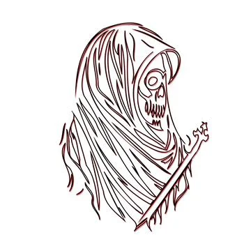 Grim reaper halloween outline illustration sketch red Stock Illustration