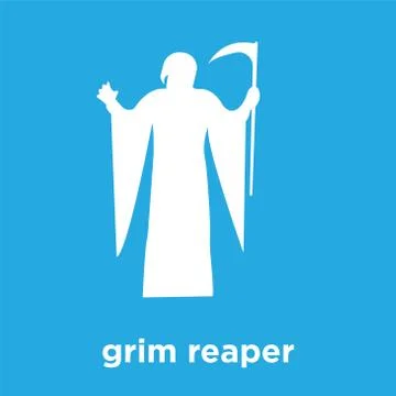 Grim reaper icon isolated on blue background Stock Illustration