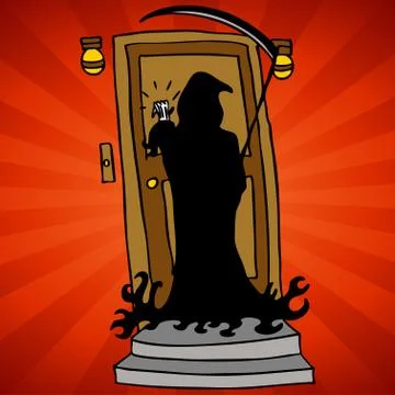 Grim reaper knocking Stock Illustration