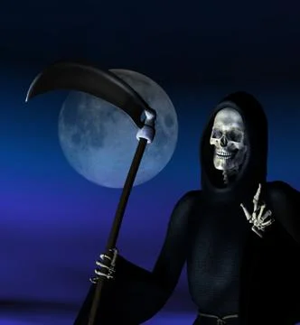 Grim Reaper in Moonlight Stock Illustration