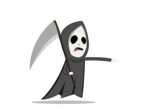 Grim reaper with scythe in flat style, vector Stock Illustration