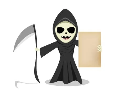 Grim reaper show empty old paper, vector Stock Illustration