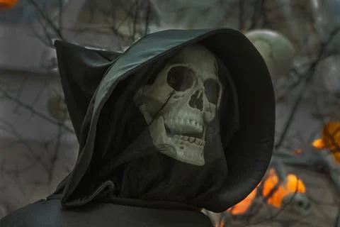 Grim reaper side view and branches of a tree, Stock Photos