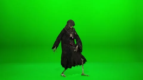 Grim Reaper Style Skeleton Dance on Chroma Key Stock Footage 318998776