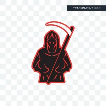 Grim reaper vector icon isolated on transparent background, grim reaper logo  Stock Illustration