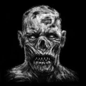 Grim zombie apocalyptic face. Illustrazione stock