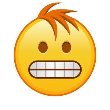 Grimace on the face Large size of yellow emoji smile with hair Illustrazione stock