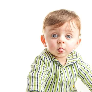 Grimacing baby Stock-Fotos