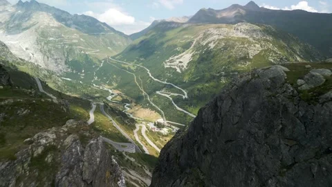 Grimsel Pass  - Winding Mountain Pass Crossing The Bernese Alps In Video stock 247479826