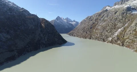 Grimselsee hovering direction Aargletscher - Aerial 4K Stock Footage 118001564