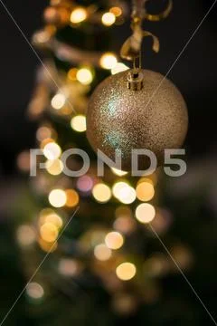 Grinchtree with a closeup on the main christmas ball Stock Photos