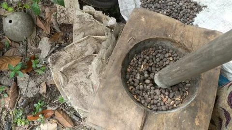 Grind the coffee beans manually Stock Footage 270504065