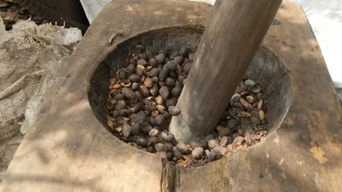 Grind the coffee beans manually Stock Footage 270504076