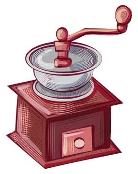 Grind Machine for Java Beans, Coffee Mill Vector Stock Illustration