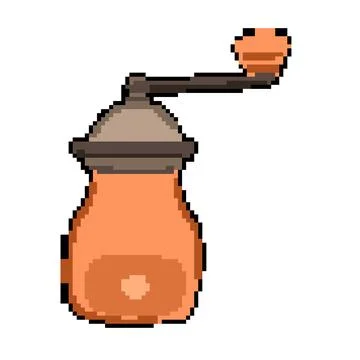 Grind mill coffee grinder manual pixel art vector illustration Stock Illustration
