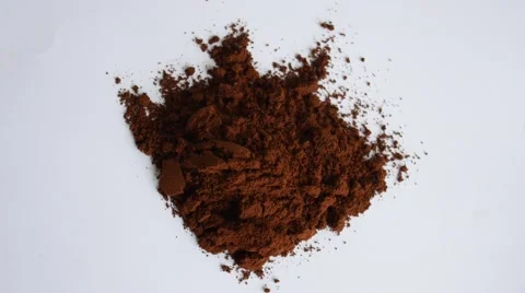 Grinded coffee powder rotating on white Video stock 47791562