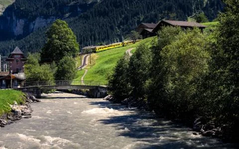 Grindelwald alpine scene in summer Stock Photos