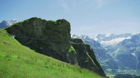 Grindelwald First with the First Cliff Walk Stock Footage 219708310