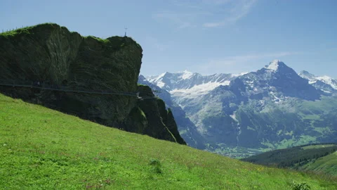 Grindelwald First with First Cliff Walk Stock Footage 219709812