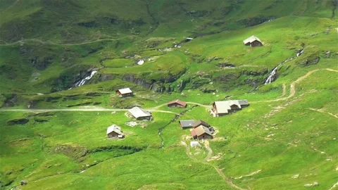 Grindelwald First. Swiss Alps panoramic views. Stock Footage 145375411