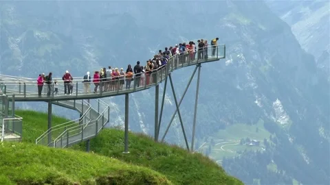 Grindelwald First. Swiss Alps panoramic views. Stock Footage 145501084