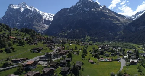 Grindelwald fly up - Aerial 4K Stock Footage 89727278