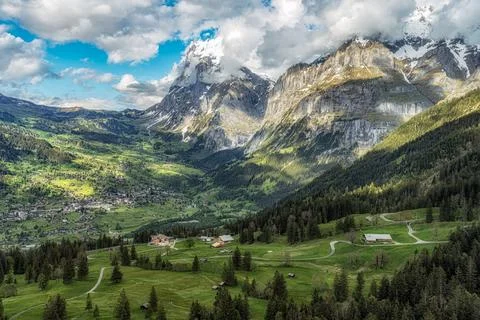 Grindelwald Valley Eiger Mountain Stock Photos