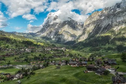 Grindelwald Valley Eiger Mountain Stock Photos