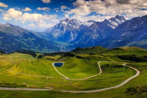 Grindelwald valley from Mannlichen Stock Photos