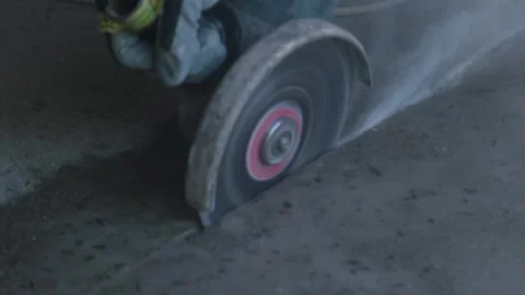 A grinder cuts concrete close-up Stock Footage 317315504