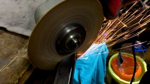 Grinder, hand tool, cutting metal Stock Footage 81916631