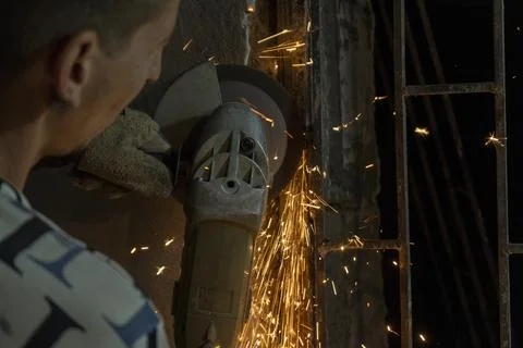 A grinder machine in a underground area Stock Photos