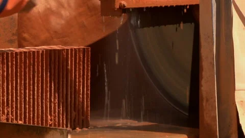 Grinder with mason blade cutting a brick for retaining wall Video stock 131970347