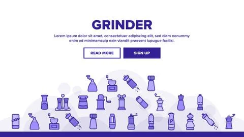 Grinder Pepper Salt Landing Header Vector Stock Illustration