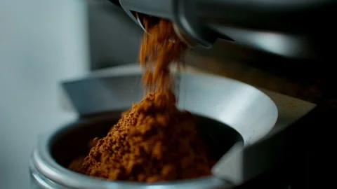 Grinder Stuffing Roasted Coffee from Coffee Machine. Stock Footage 271443754