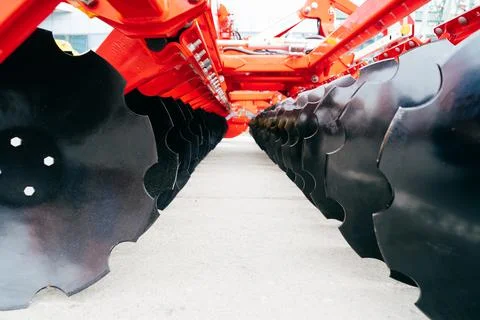 Grinders. harvester devices for processing land and harvesting Stock Photos