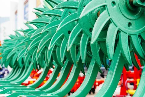Grinders. harvester devices for processing land and harvesting Stock Photos