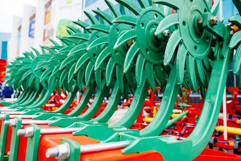 Grinders. harvester devices for processing land and harvesting Stock Photos