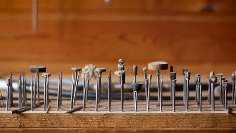 Grinding accessories for engraving machine. HD Vídeo Stock 72220104