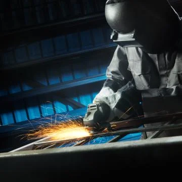 Grinding after weld Stock Photos