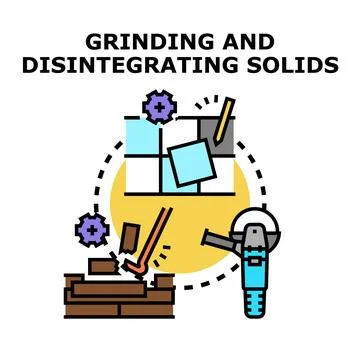 Grinding and disintegrating solid construction materials concept Stock Illustration