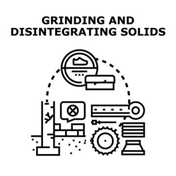 Grinding and disintegrating solids processing concept Stock Illustration