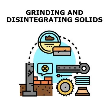 Grinding and disintegrating solids processing concept Stock Illustration