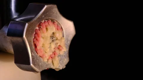 Grinding beef meat in a meat grinder 스톡 동영상 201084315